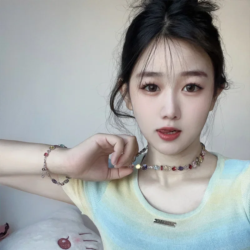 

MDL Муассанит Стиль Летний сладкий милый женский комплект конфет Hajimi Позолоченный браслет с кристаллами микроциркония с струящими цветами