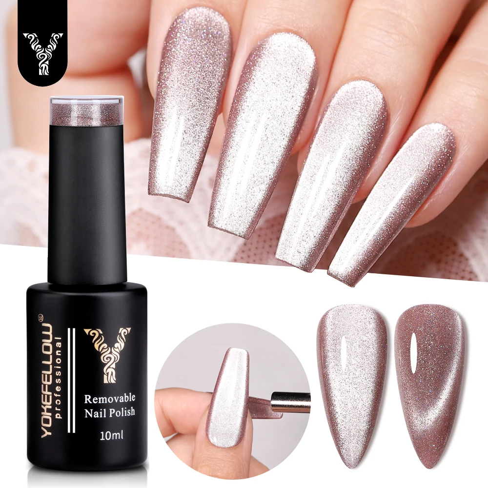 YOKEFELLOW Cat Eye Gel Nail Polish 10Ml Brown 9D Holographic  Magnetic Professional Nail Gel Varnishes for Manicure salon DIY