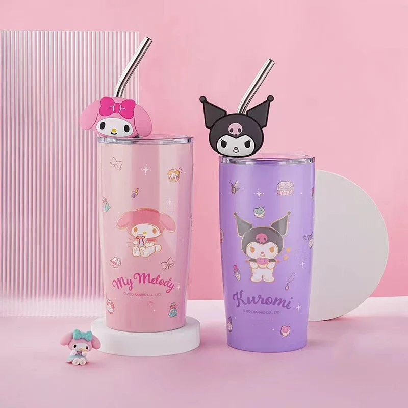 Sanrio insulation cup Cinnamoroll Hello Kitty mymelody children's birthday gift anime cartoon surrounding straw direct drinking