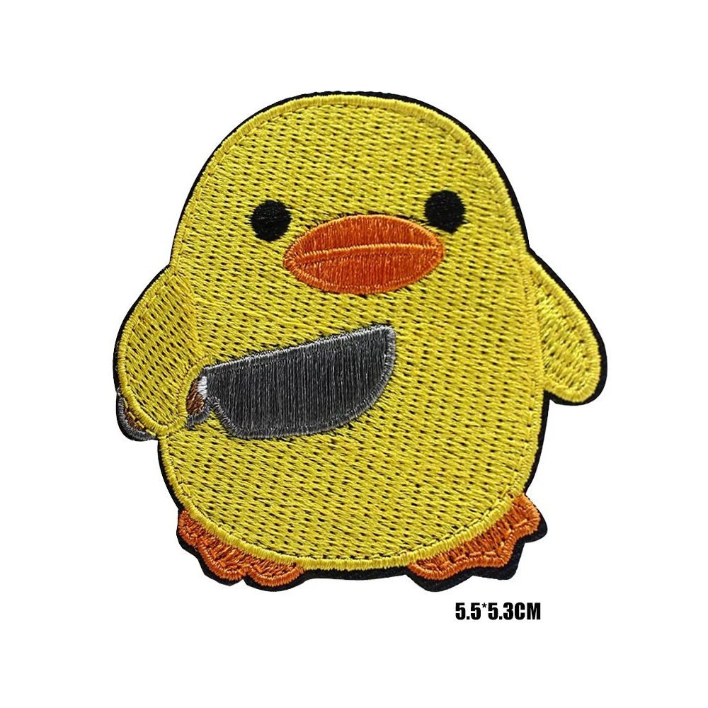 Lovely Animals Funny Embroidered Patches Cat Knife Duck Fine Dog Meme Peace Goose Angry Frog Appliqued Patch