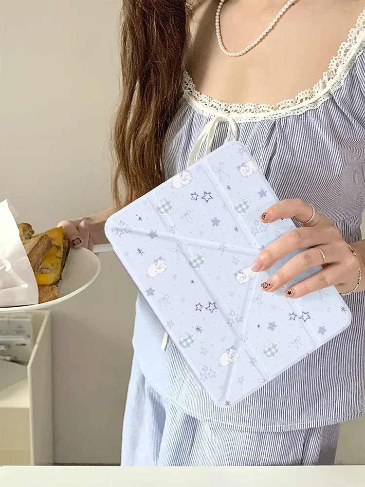 Cute Purple Star Sheep Tablet Case For iPad Pro 11 12.9 13 A16 M2 M4 M3 M5 Shell 10.2 5/6/7/8/9/10/11th Mini Air 3 4 5 6 Cover