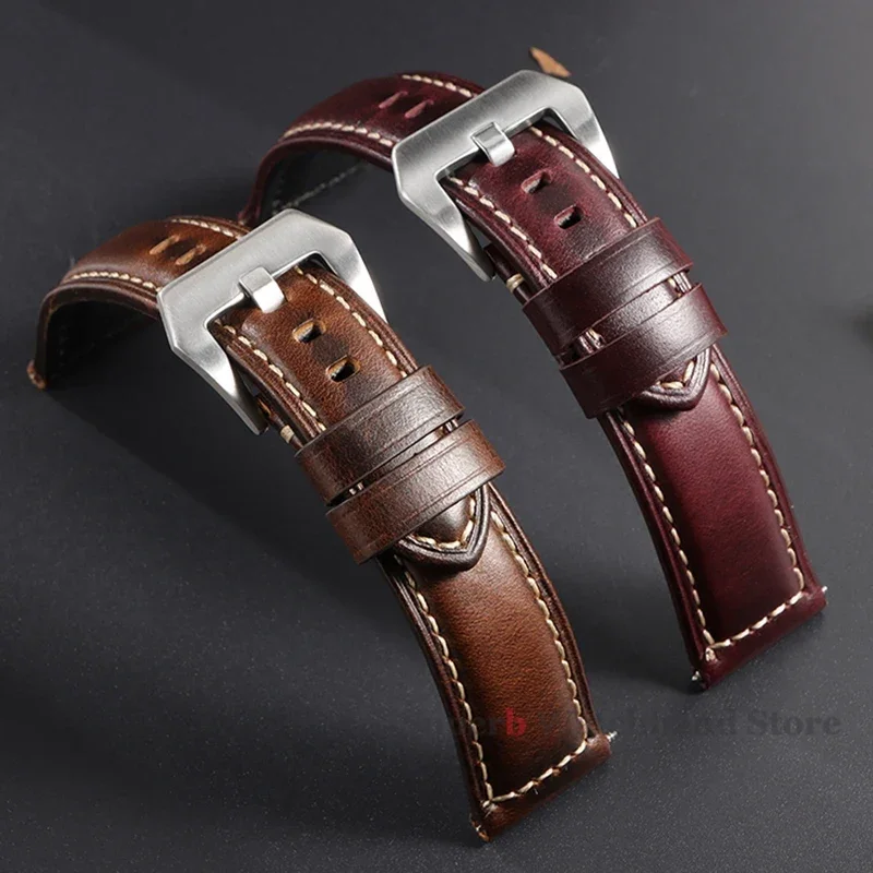 Pulseira de relógio de couro de vaca, 20mm 22mm 24mm 26mm para panerai pam111/441, pulseira esportiva de substituição para homens e mulheres para omega