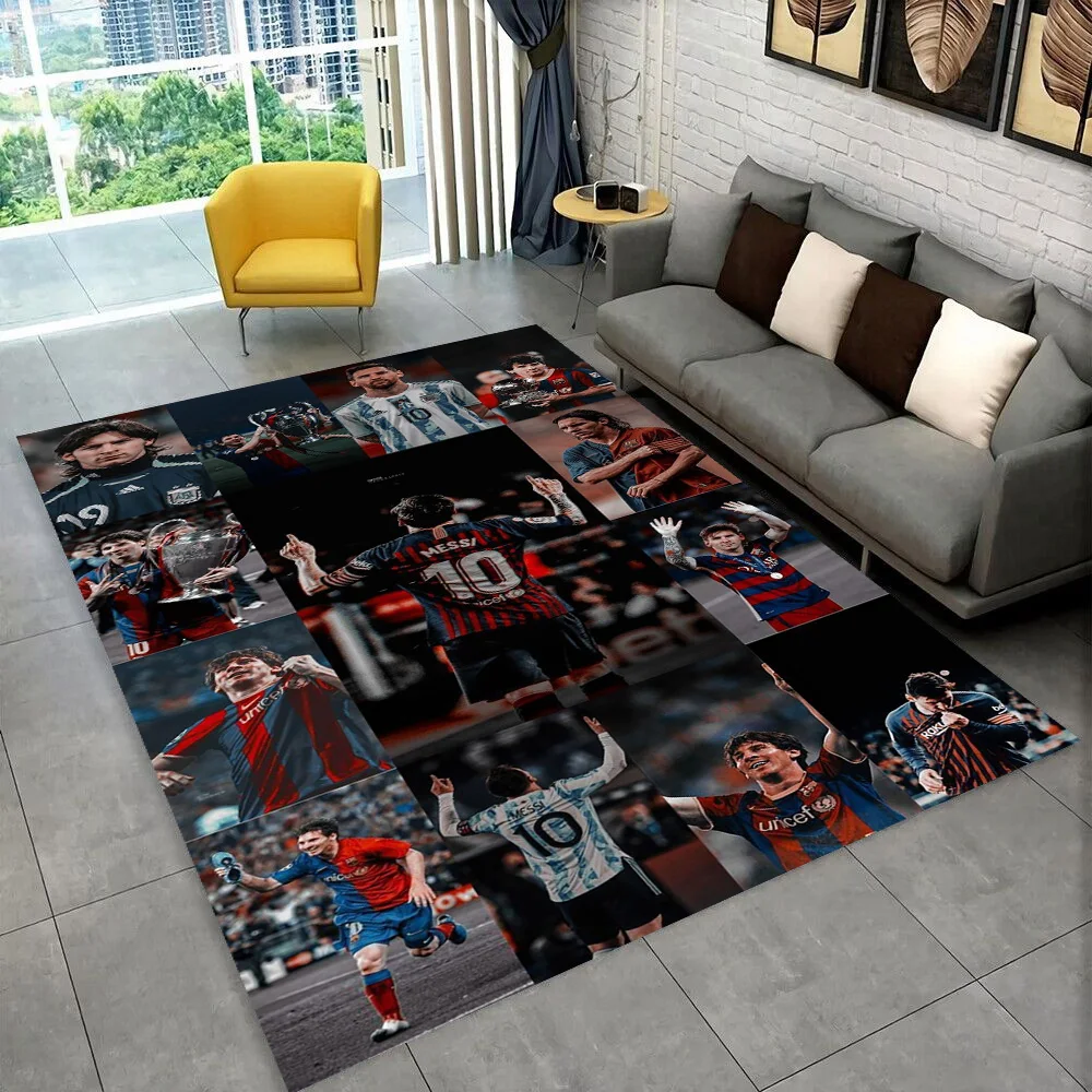 Ziegen-Messi Fußball-Sportstar Teppich für Spielzimmer Schlafzimmer Wohnzimmer Sofa Heimdekoration, Kinder-Spielbereich Teppich Rutschfeste Bodenmatte