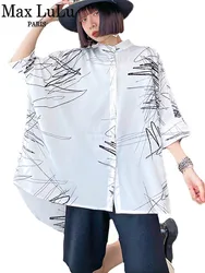 Max LuLu 2022 Summer European Design Clothing Luxury Street Style Blouses Womens Loose Printed Leisure Shirts Sexy Vintage Tops