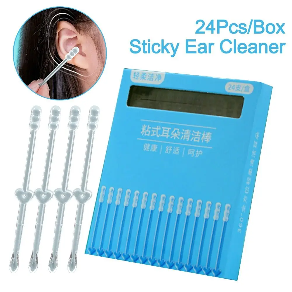 24PCS/Box New Silicone Disposable Ear Swabs Soft Ear Cleaner Ear Wax Removal Tool Sticky Earwax Remover Stick Children Adult