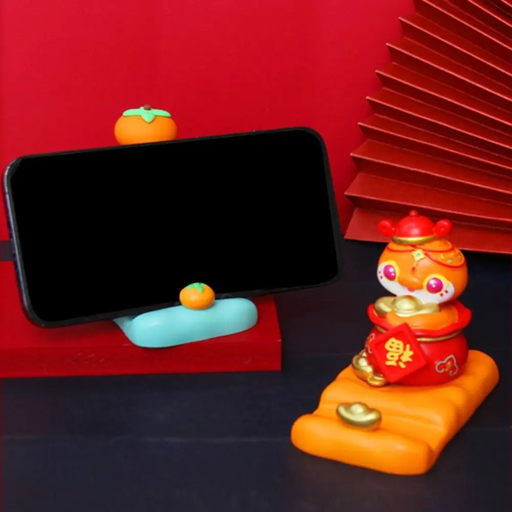 Zodiac Snake Cartoon Snake Figurine Resin Craft Slot Design Mobile Phone Stand Figurine Cute Snake Phone Holder