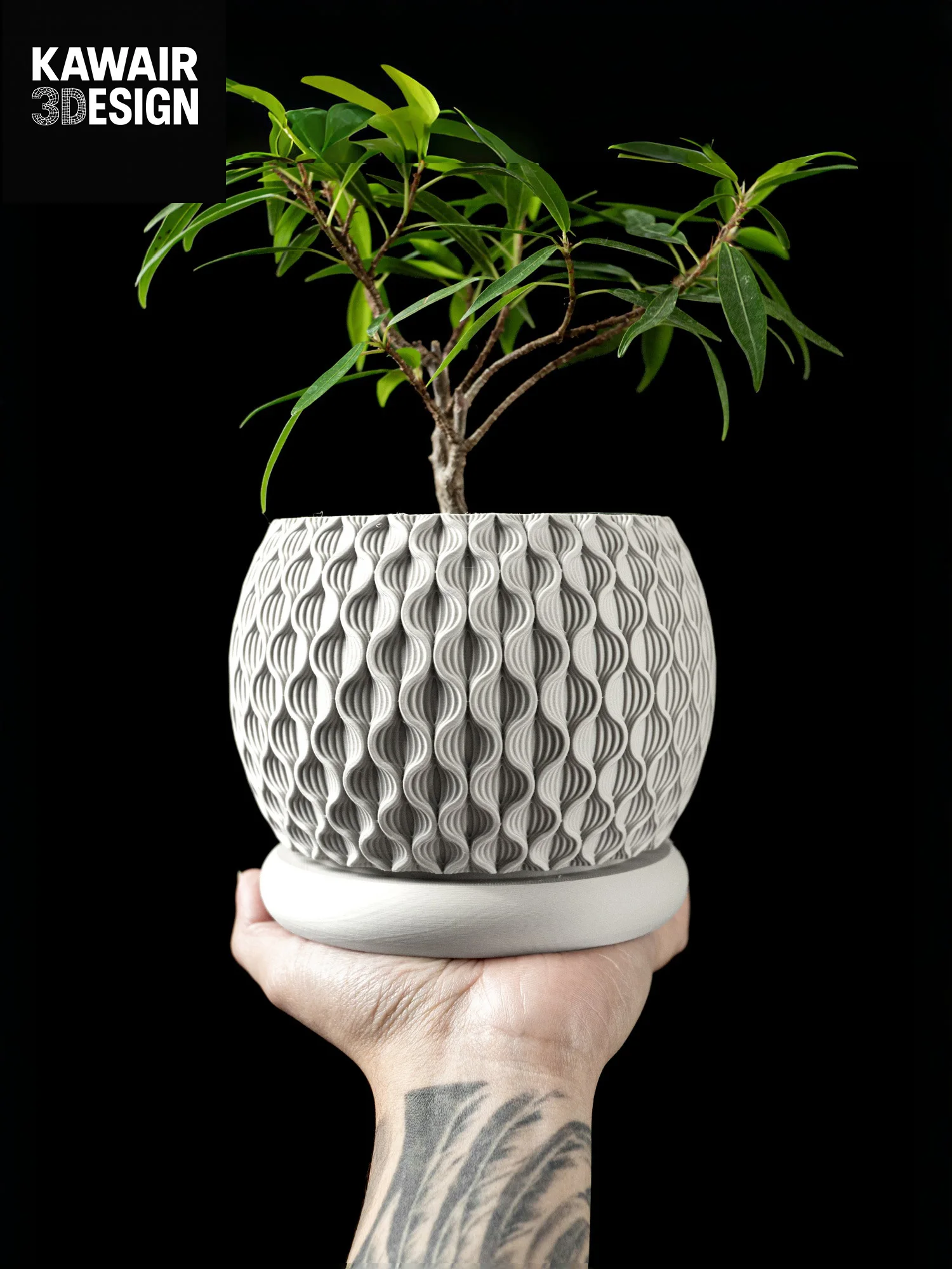 3D Printed Flower Pot Square Line Texture Rhombus Accent Stylish Home Decor Sustainable pots for plants