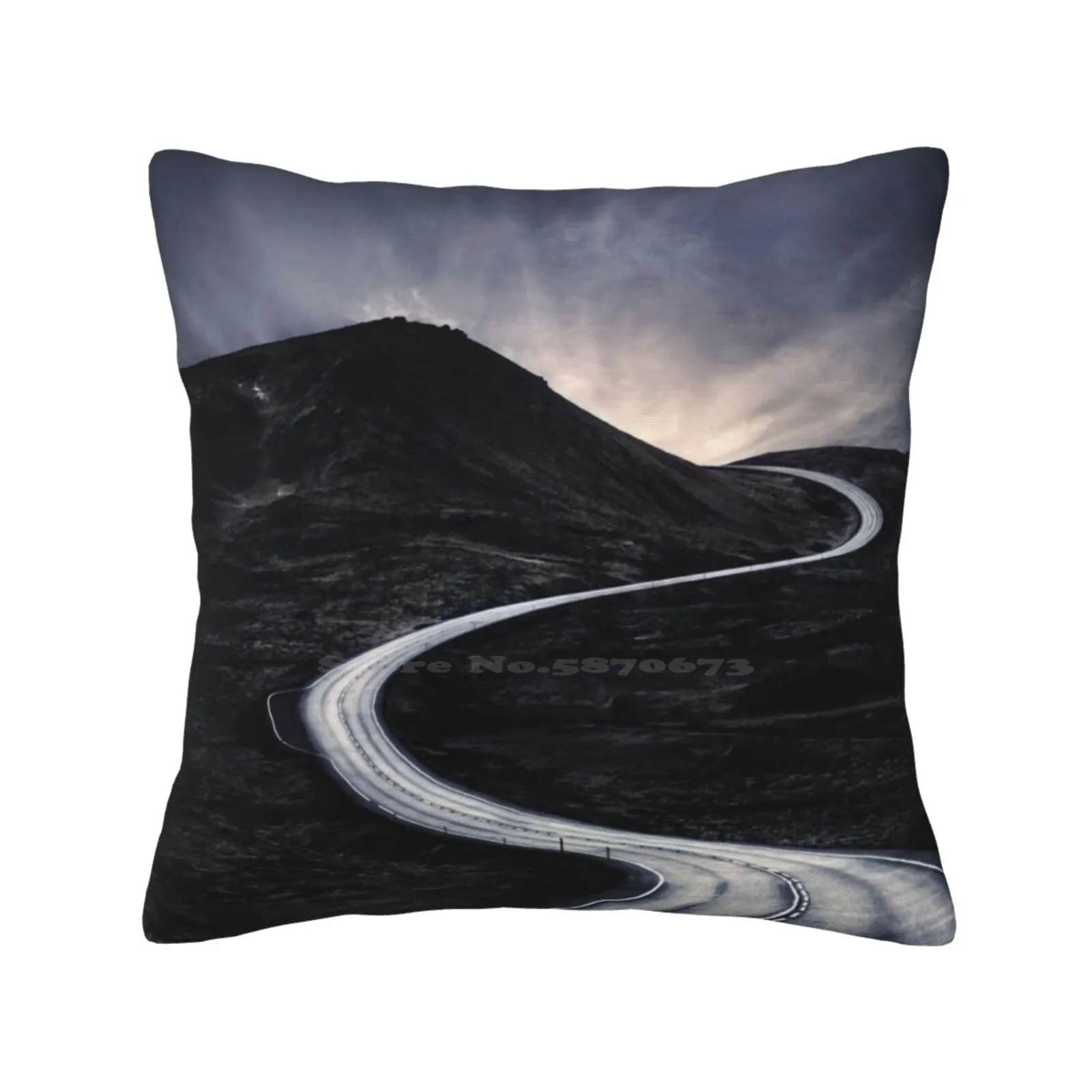 To Where The Darkness Ends Throw Cushion Pillow Cover Evelina Kremsdorf Reykjanes Iceland Road Route Path Highway Lane Winding