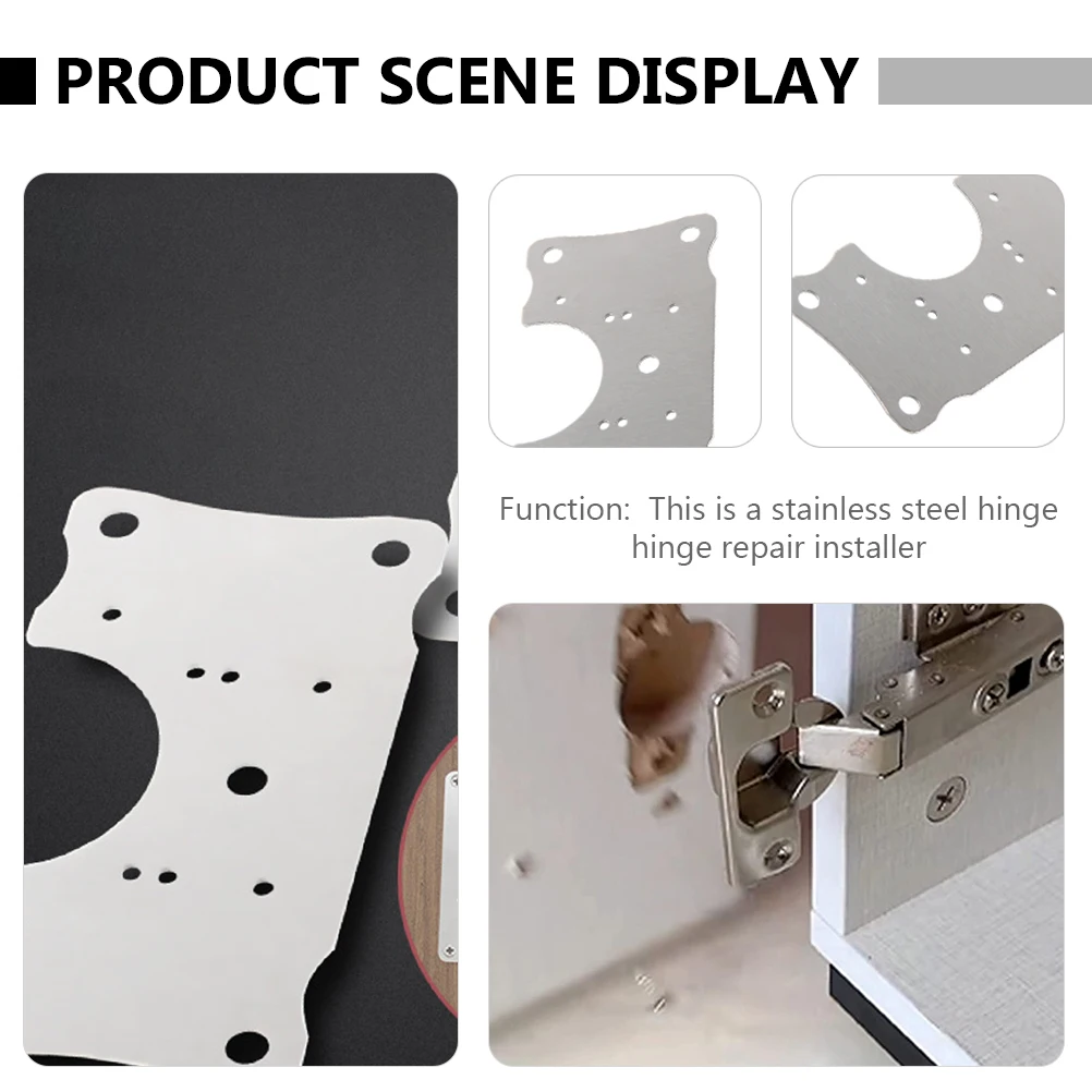 

6 Pcs Stainless Steel Kitchen Hinge Repair Plate Cabinet Door Fixing Reinforcement Bracket Mending Plate for Cupboard for Tables