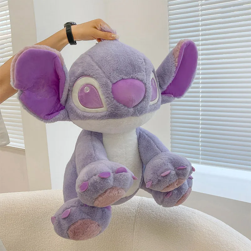 50/100cm Disney Purple Stitch Leather Case Blue Angel Holster Plush Toy Anime Plushie Stich Stuffed Semi-finished Plushie Toys