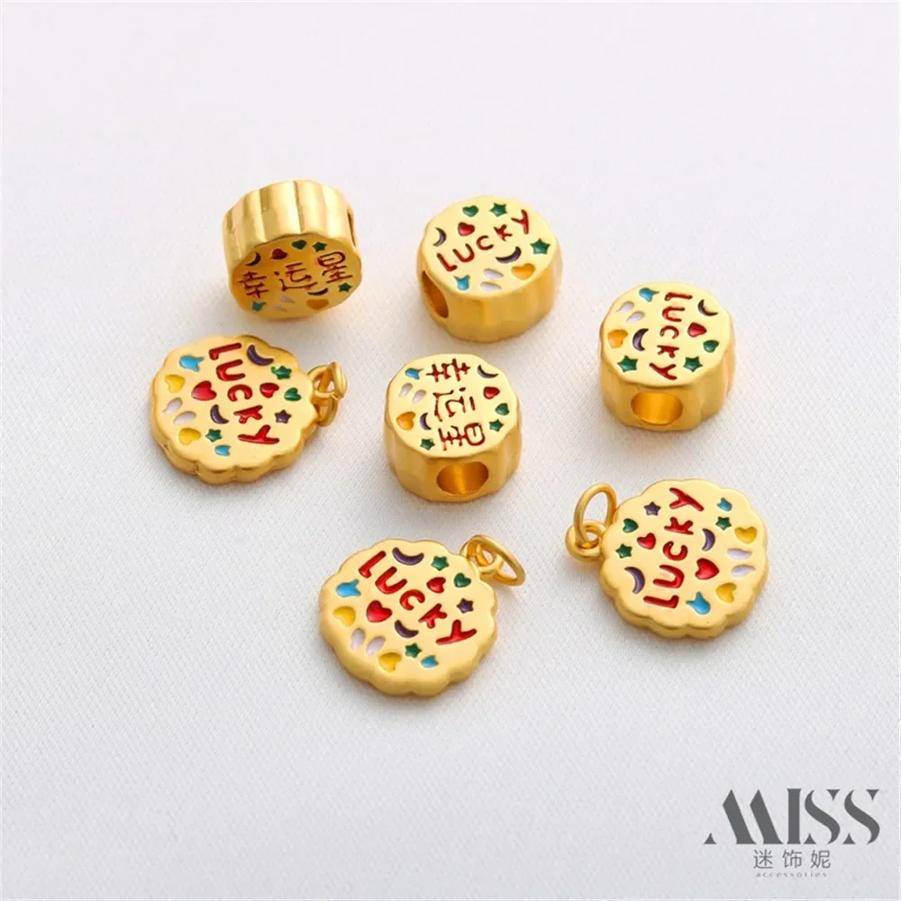 

18-каратное золото, цветная сумка, матовое золото, счастливая звезда, счастливая бусина с большим отверстием, кулон, браслет «сделай сам», цепочка, ожерелье, ювелирные аксессуары