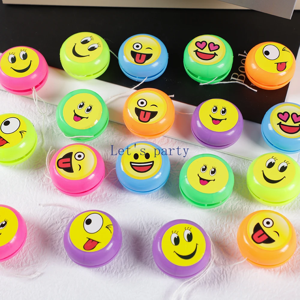 15Pcs Cartoon Mini Face plastic Yoyo Yo Yo Gadget Outdoor Toys for Kids Birthday Party Favors Pinata Fillers Kindergarten Prizes