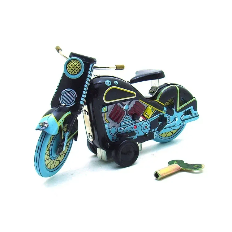 

[Funny] Adult Collection Retro Wind up toy Metal Tin The Motorcycle model Mechanical toy Clockwork toy figures model kids gift