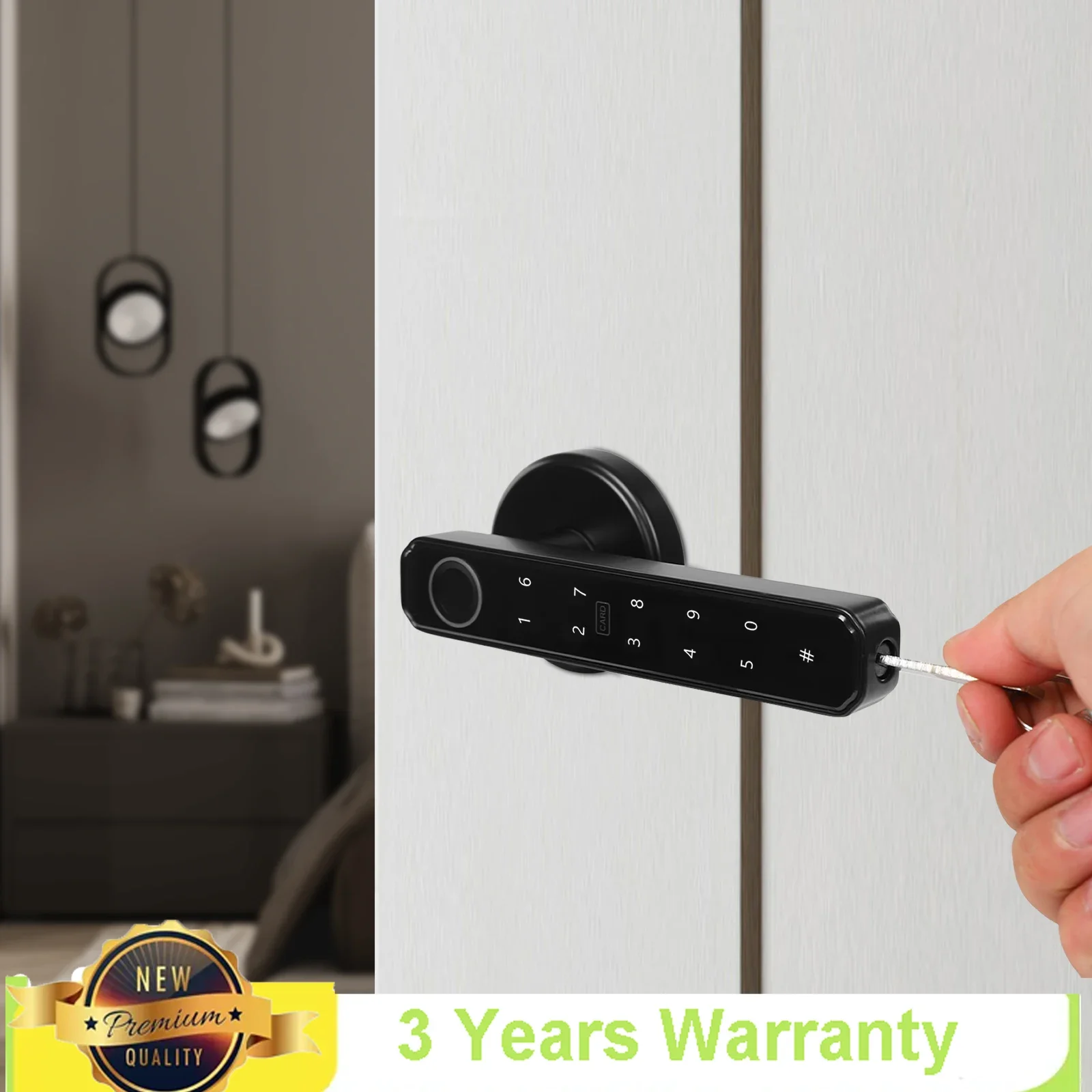 Fingerprint Door Lock Set W/ Password Anti Spying Function & Multiple Opening Methods,Black Smart Door Handles for Homes,offices