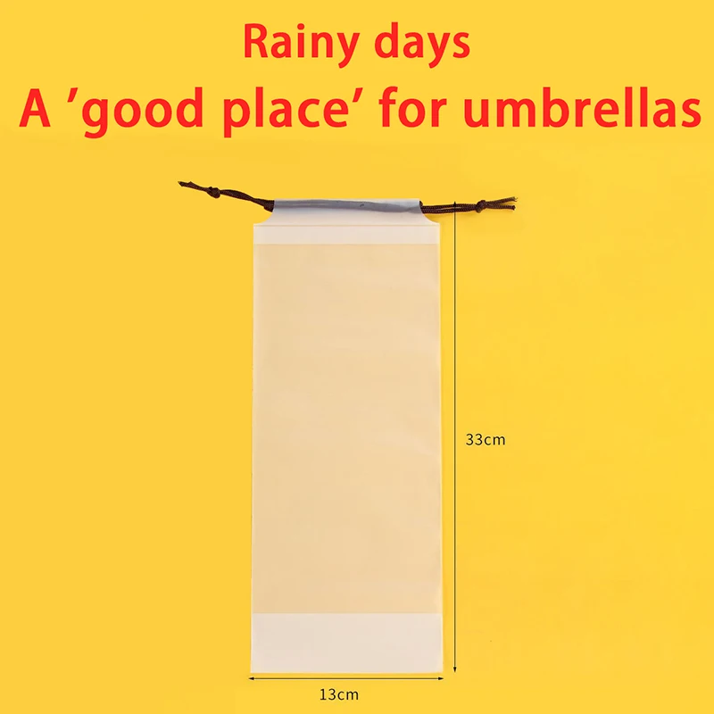 1pc Waterproof Umbrella Storage Bag Dust Cover Reusable Plastic Pouch Pocket Pull Rope Design Semi Transparent Outdoor Essential