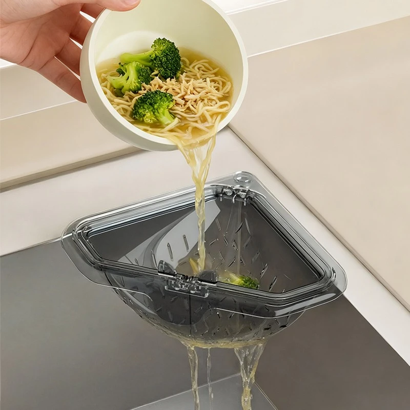 Separate Anti-leak Sink Drain Basket Filter Quickly Triangle Kitchen Sink Filter Strainer Magnetic Badge Holder