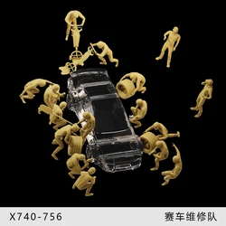 3D Print 1/64 1/43 1/35 Racing Repair Team technician Figures Miniatures Doll Model Figurine Scene Prop Display Decor For Cars