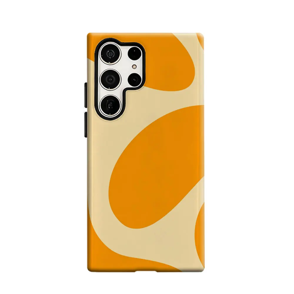 CaseLumi Phone Case For Samsung Galaxy S25 S24 S23 Ultra Plus HD Hard Orange Geometric Forms Double Layer Cover Film Shell