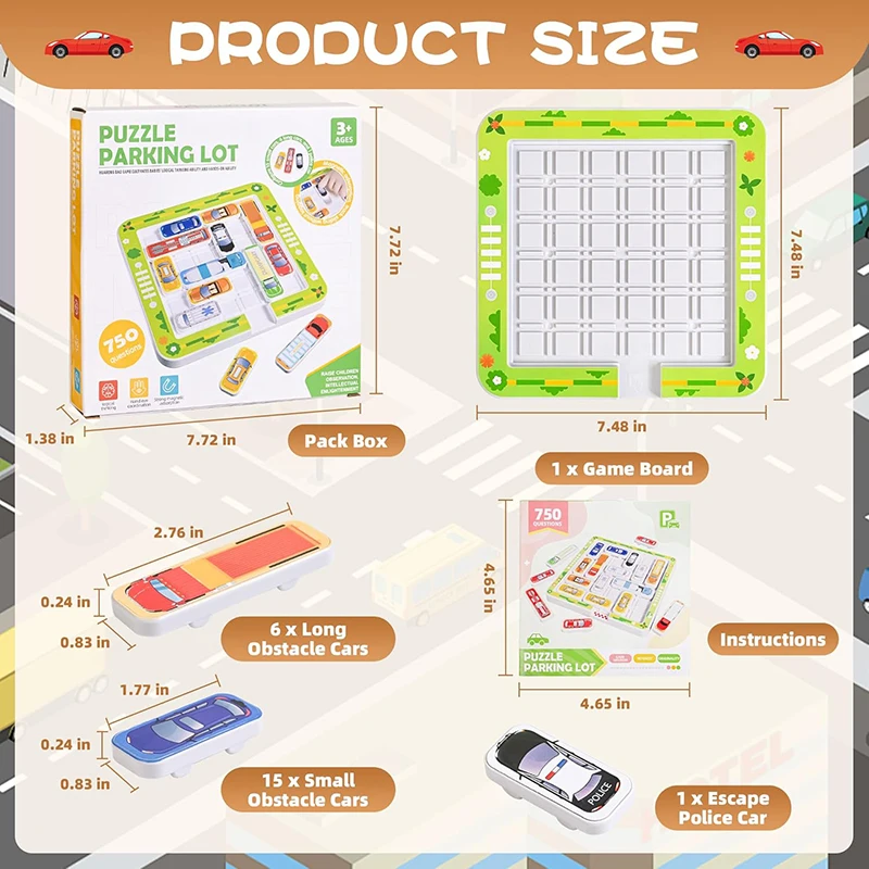 Labyrinthe de stationnement magnétique, puzzle de stationnement magnétique, jouet de voiture, jeu de voyage, défis de la circulation, jeu de société, jouets Montessori