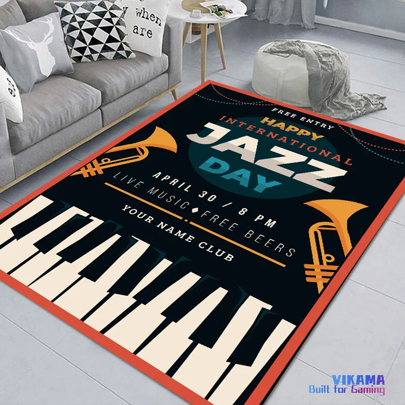 

VIKAMA Music Classroom Drum Piano Loop Velvet Floor Mats Living Room Bedroom Non-Slip Durable Floor Mats Home Decoration
