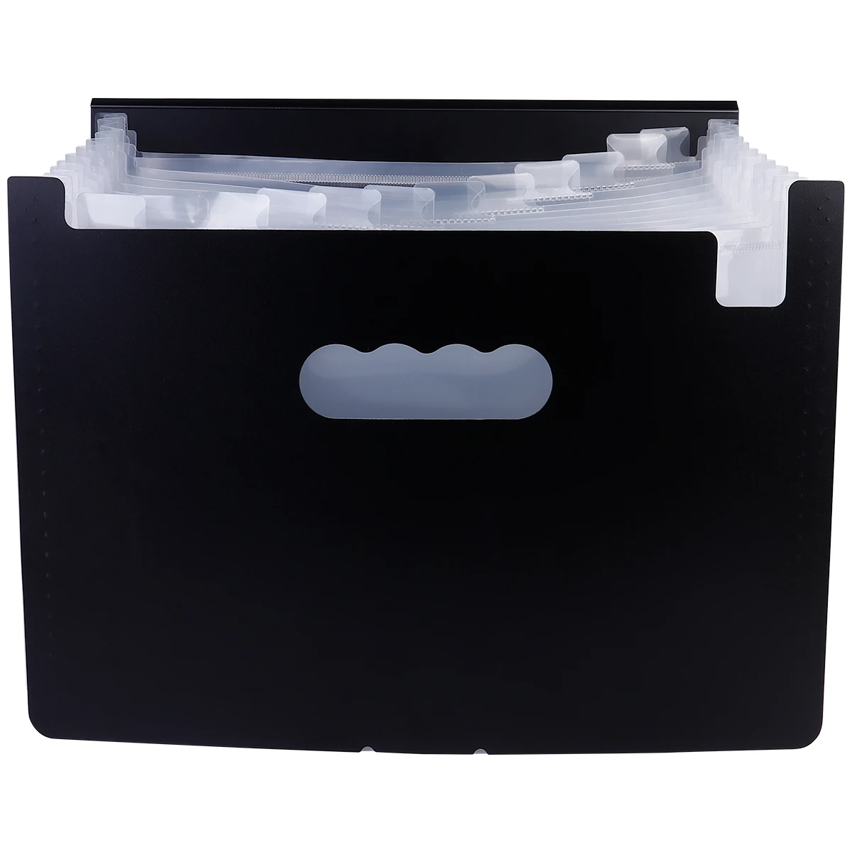 

1 pc Premium Plastic File Folder Large Capacity A4 Document Organizer Frosted Cover Accordion Folder Portable Black