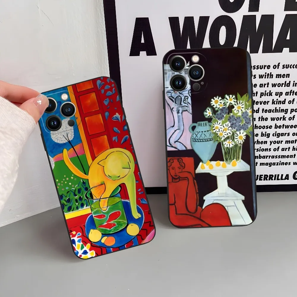 Phone Case retail for H-henri iphone 15 Pro Matisse 14 13 Mini 11 12 Max Xr X Xs Flowers 7 Cat 8 Plus Cover