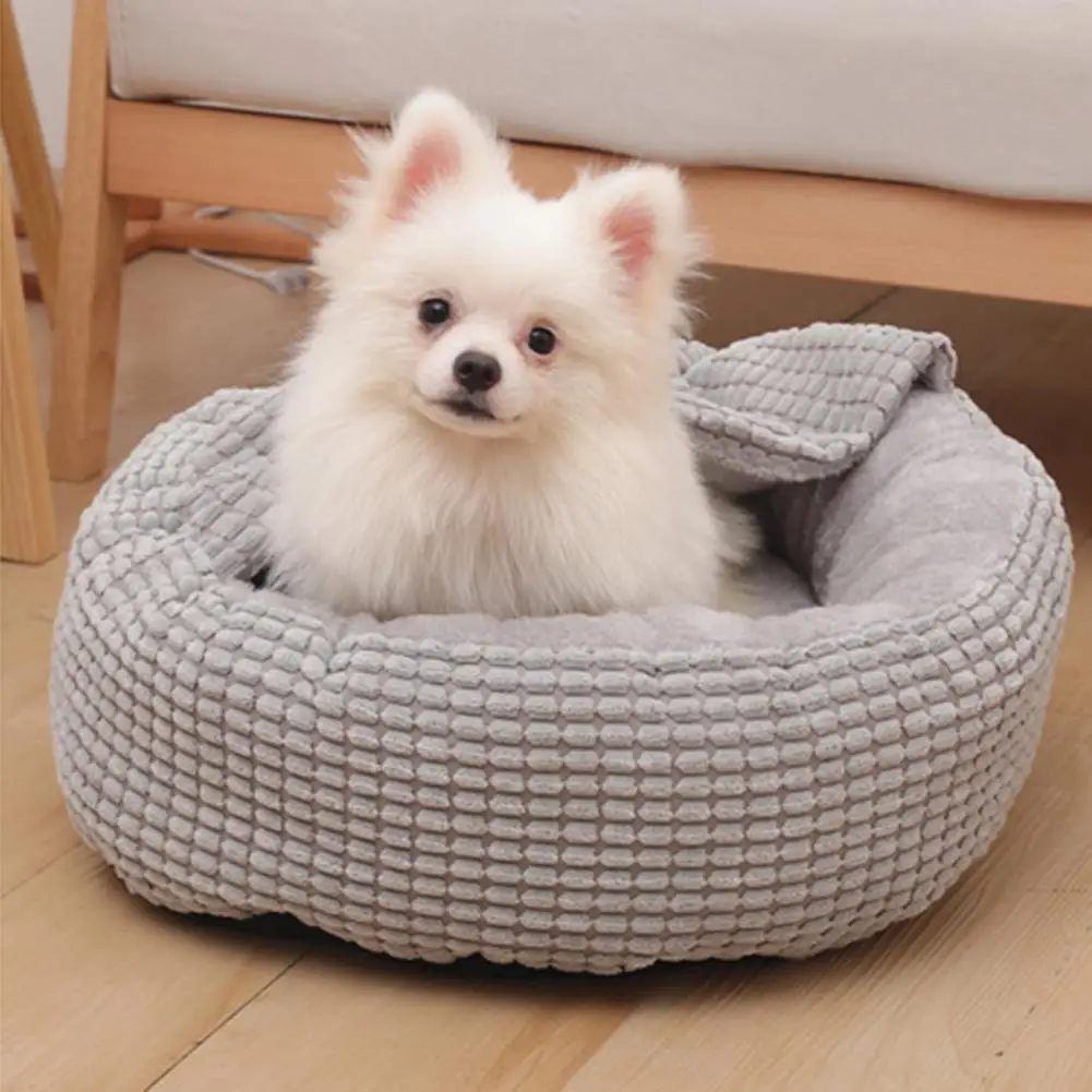 

Cozy Cave Bed Soft Breathable Keep Warm Semi-closed Cotton Safe Winter Cat Nest Small Dogs Cat Basket Plush Pet Cat Bed