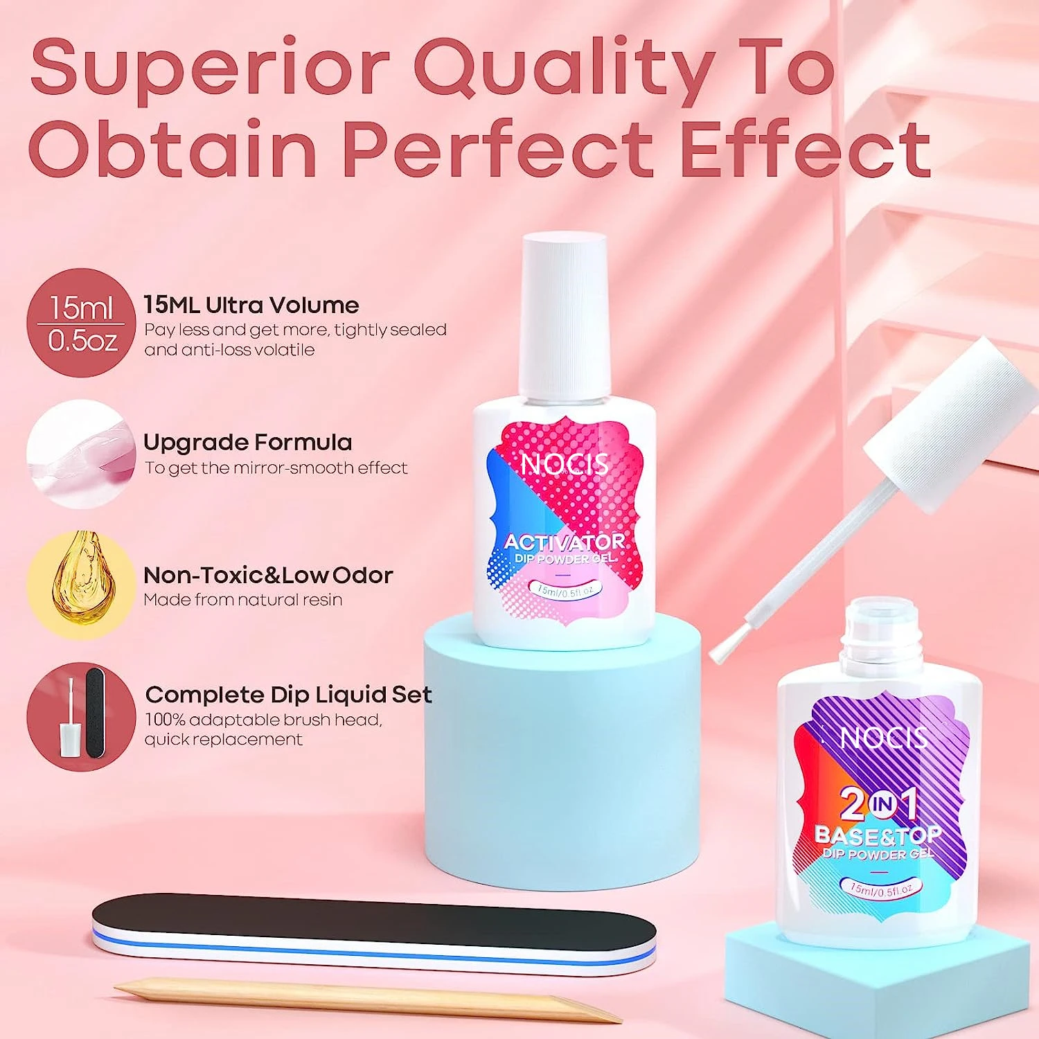 قاعدة مسحوق غمس 2 في 1 ومعطف علوي مع منشط - مجموعة أظافر سريعة الجفاف وعديمة الرائحة لتقليم الأظافر بنفسك، 0.5 أونصة لكل منهما، هدية مثالية لـ #2