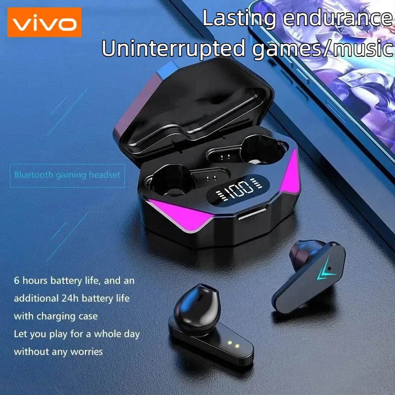 VIVO X15 TWS سماعات أذن للألعاب سماعة لاسلكية تعمل بالبلوتوث مع ميكروفون لتحديد موضع الصوت 9D ستيريو الموسيقى HiFi سماعة ألعاب
