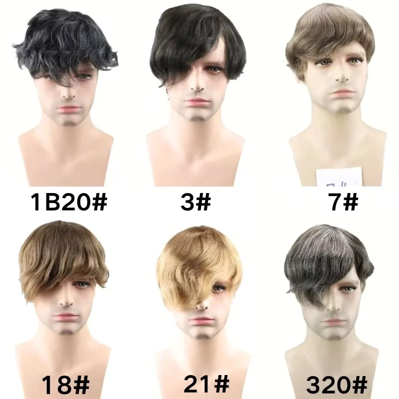 قاعدة شعر مستعار أحادية للرجال مع شعر PU 1B20 # لون 80% شعر بشري أسود مختلط مع نظام الشعر الاصطناعي 20٪ 8 × 10 #5