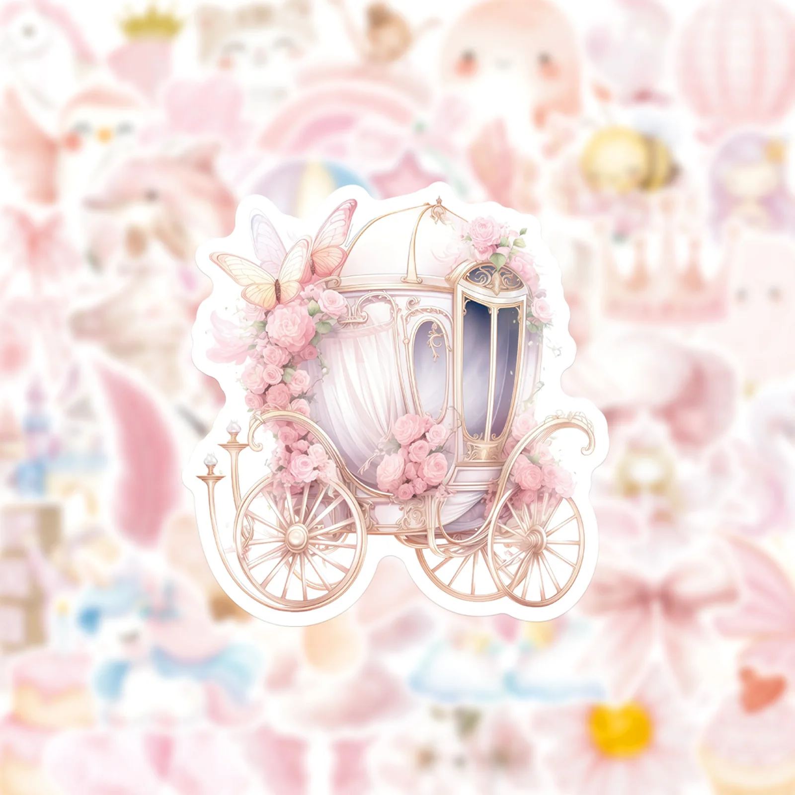 50 Pcs Cute Pink Watercolor Princess Stickers Waterproof Decorative For Wall Folder Water Cup Journal
