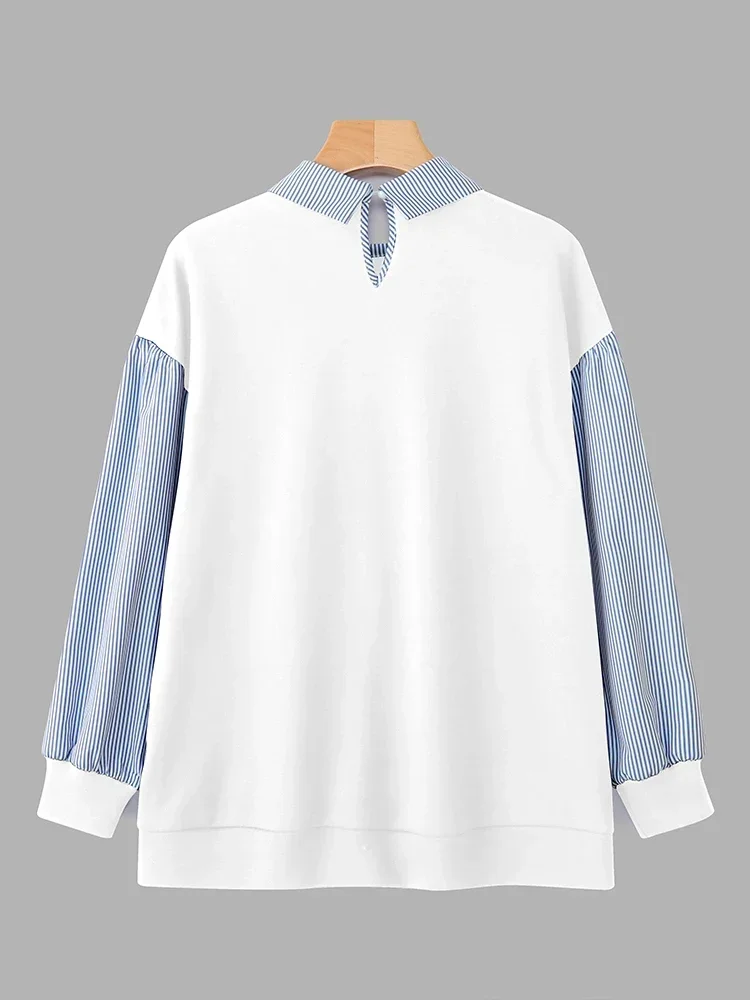 ZANZEA Fashion Women Striped Patchwork Sweatshirts Pullovers 2025 Autumn Long Sleeve Tunic Tops Casual Loose Blusas Jumpers