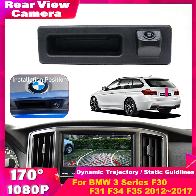 Car Rear View Reverse Camera Trunk Handle Camera For BMW 3 Series F30 F31 F34 F35 2012~2014 2015 2016 2017 Dynamic Parking Line