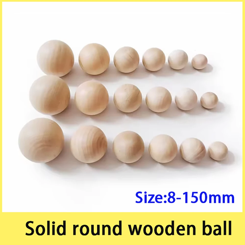 1-20Pcs Solid Round Ball Without Holes Handmade DIY Wooden Toy Dia 8/10/20/35/40/60/70/90/100/120/150mm Process Accessories
