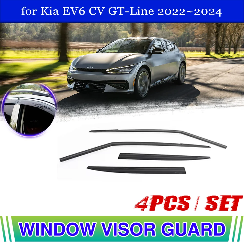 

Car Window Visor for Kia EV6 CV GT-Line 2022~2024 2023 Door Vent Smoke Awning Sun Rain Eyebrow Guard Cover Deflector Accessories