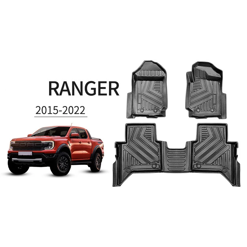 

3D TPE Car Floor Mats Floor Liners For Ranger T9 Raptor 2018 2019 2020 2021 2022 Waterproof High Edge Mat 4x4 Car Accessories