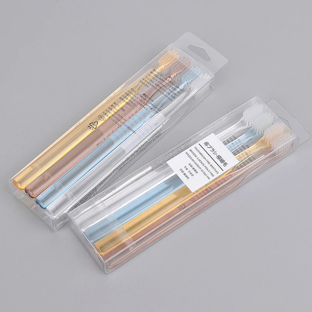 

8pcs Superfine Soft Bristle Toothbrush Crystal Transparent Handle Ergonomic Anti-Slip Design For Adults Travel Home Use
