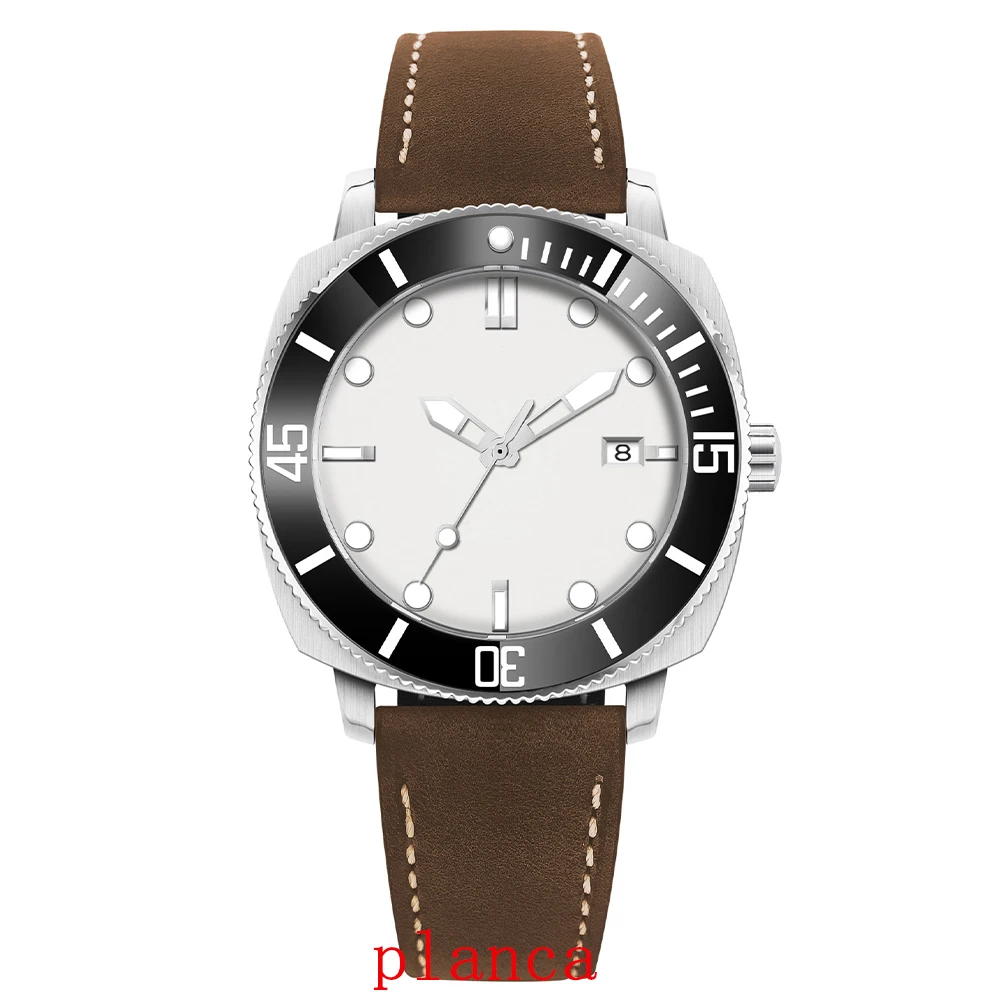 Jam Tangan Pria Kaca Safir Otomatis Relogio Masculino 42mm NH35 Mekanik Tali Kulit Dial Putih Hitam