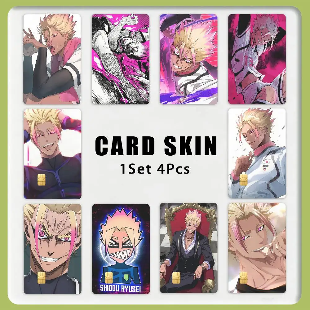 Anime R-Ryusei S-Shidou Soccer boy 1Set 4Pcs Waterproof Card Skin Stickers for Credit Bus IC Cards