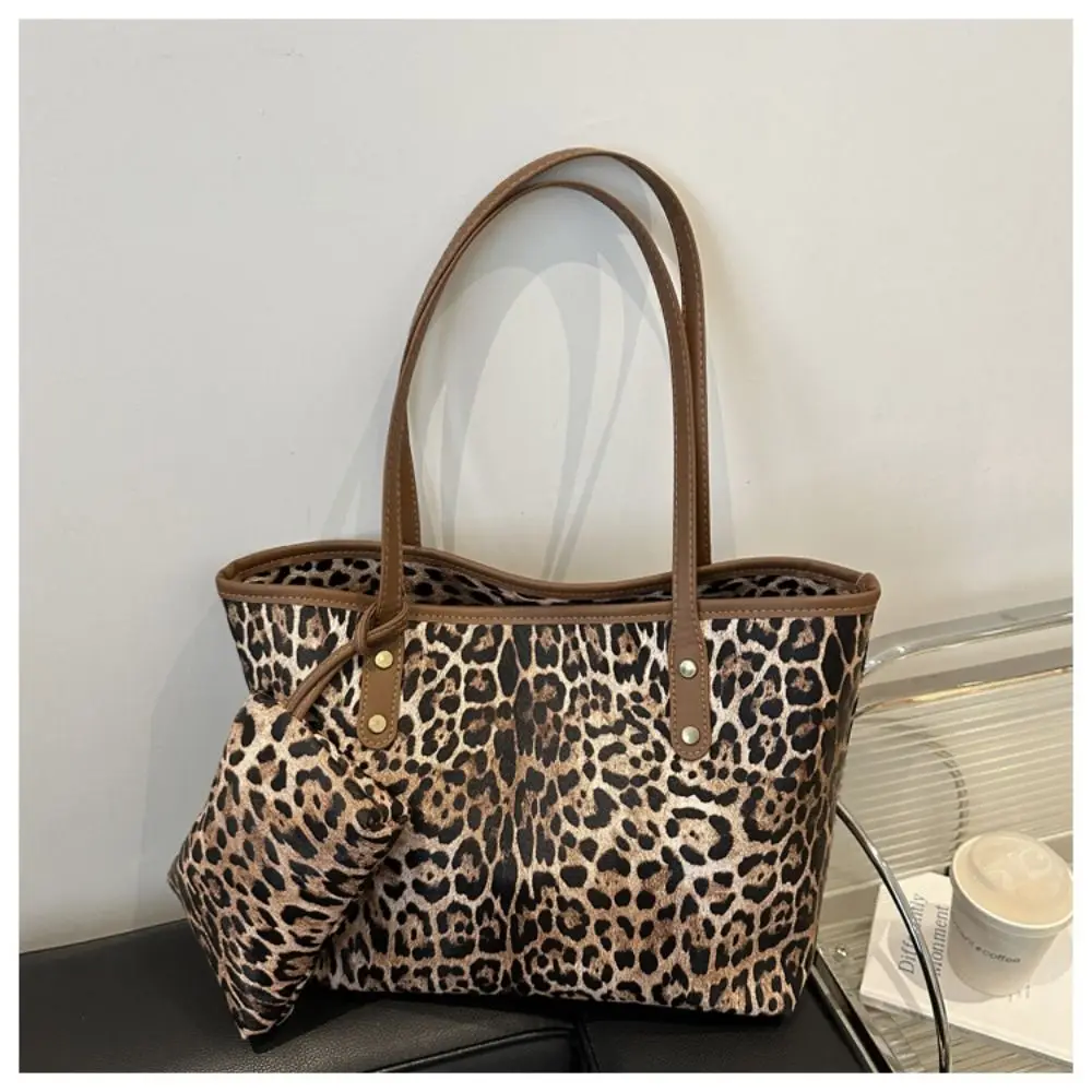 

Модная вместительная сумка-тоут с кошельком, леопардовым принтом, на плечо, в повседневном стиле, кроссбоди, для ежедневного использования