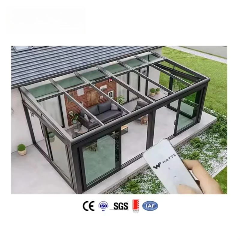 

High Quality Luxury Motorised Retractable Glass Skylight Awning Aluminium Pergola System Waterproof Shade Cover Canopy Flat Roof