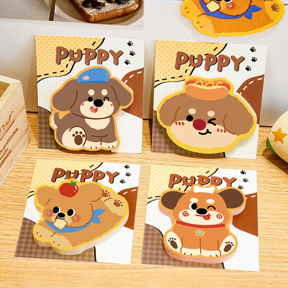5Pcs/Lot Cute Cartoon Sausage Dog Sticky Notes Student Removable Message Memo Pad Stickers Kawaii Puppy Kids School Stationery