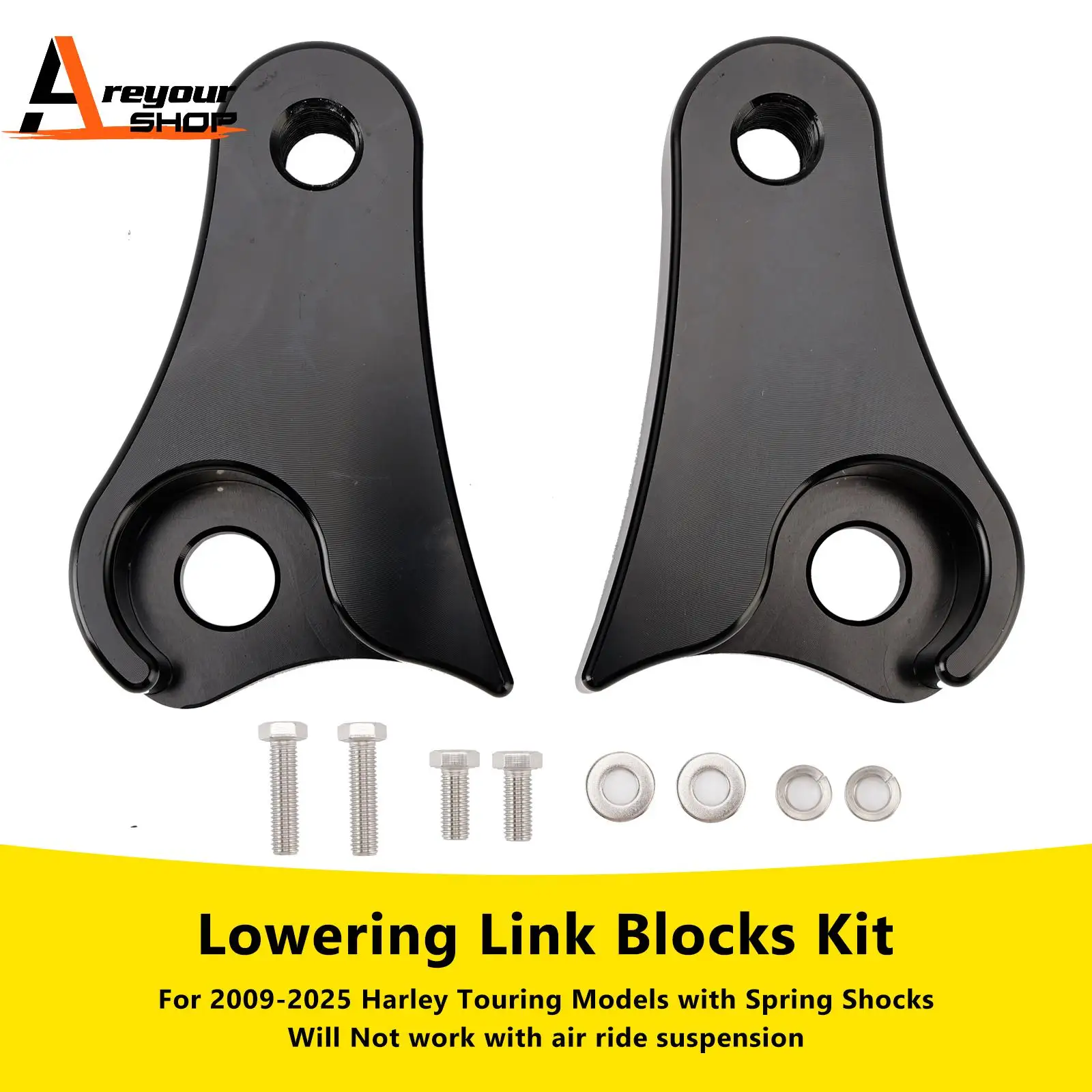 Areyourshop 1.5' Rear Lowering Kit Blocks for Harley Touring 2009-2026, Fits Street Glide, Road Glide, Road King, Electra Glide