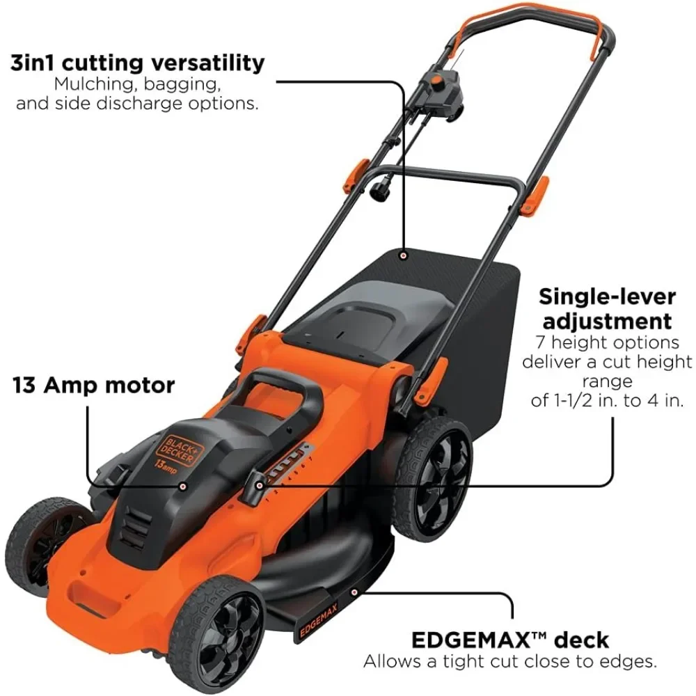 XMSJ Lawn mower, corded, 13-amp, 20-inch (MM2000), walk-behind lawn mower