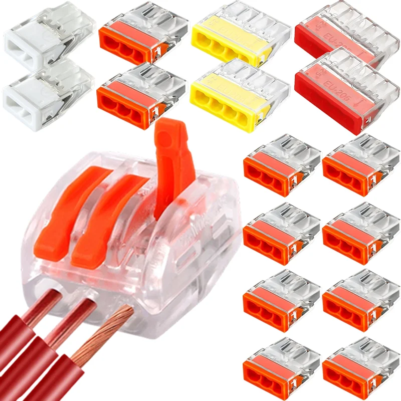 Splicing Compact Cable Connectors 2-5 Pins Terminals Block Quick Push-In Electrical Sheath Wire Cable Electrical Connector