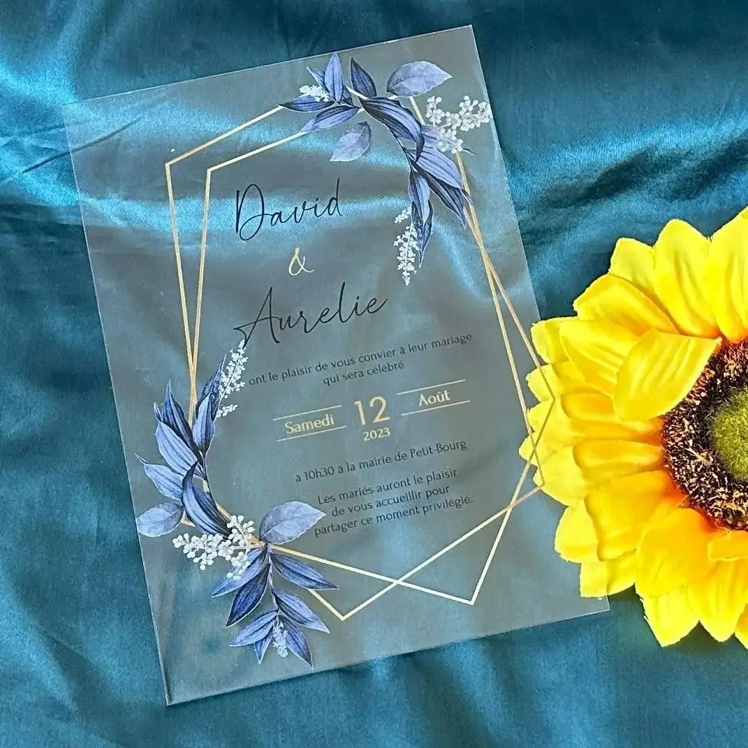 Custom Acrylic Wedding Invitation, Acrylic Invitations, Menu with Base, Sweet 15th Birthday Invitations, 10PCs