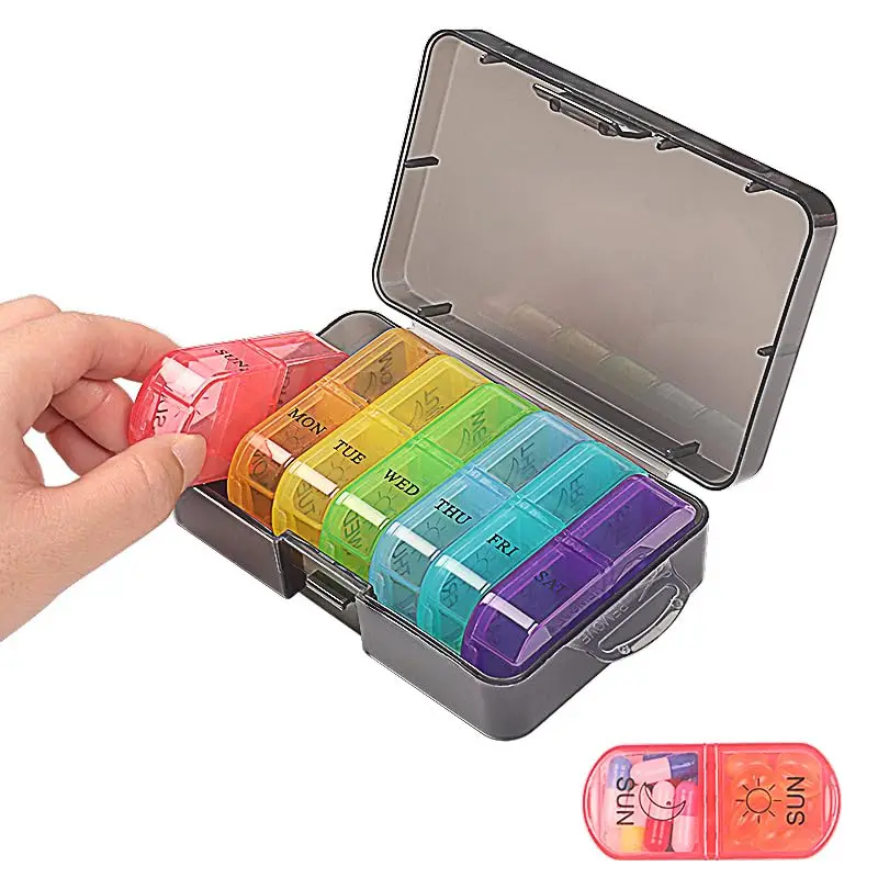 Seven-Day Sealed Pill Box Divided Into 14 Boxes 2 Times A Day Portable Pill Box Pill Organizer Rainbow Home Tour