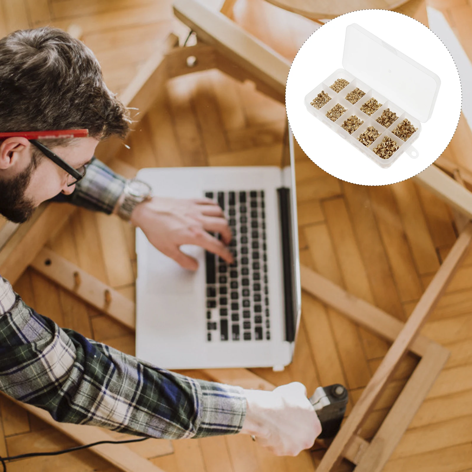 

500pcs Threaded Inserts Knurled Copper Nuts Column Connector Screw Wood Furniture Fastener Hardwood Pine