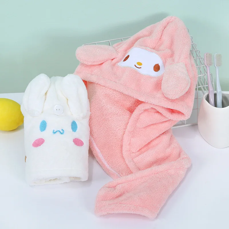 

Sanrio Anime Dry Hair Hat Cinnamonroll My Melody Bath Hat Cartoon Kawaii Cute Superabsorbent Home Bathroom Towel Girls Gifts