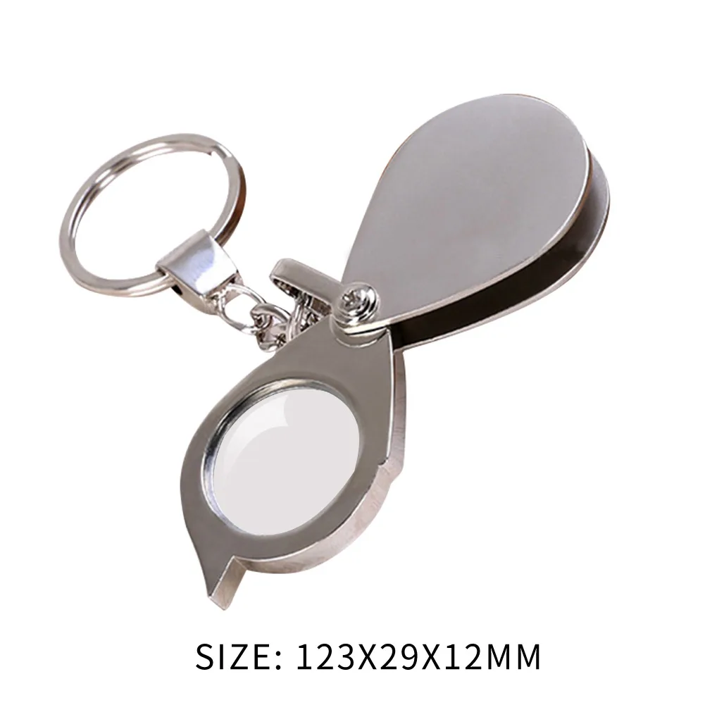 Portable 15X Folding Keyring Magnifier Key Chain Magnifying Glass Pocket Tools